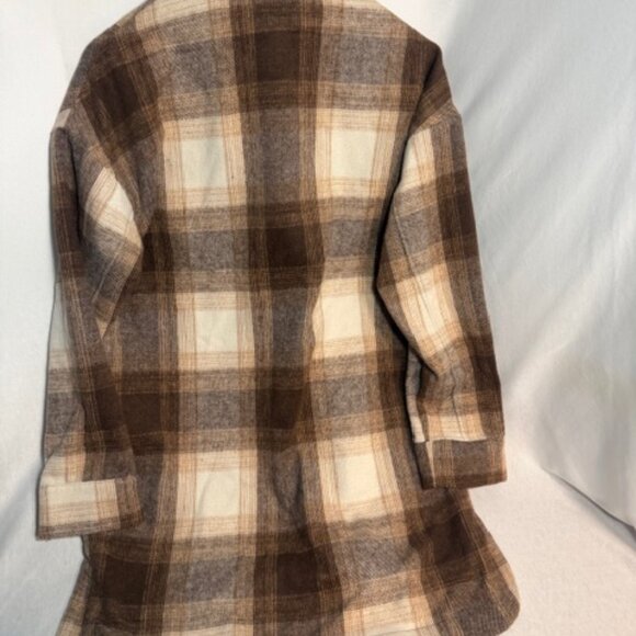 Banana Republic Flannel Shacket Small Plaid Wool Blend Front Pockets - Picture 8 of 13